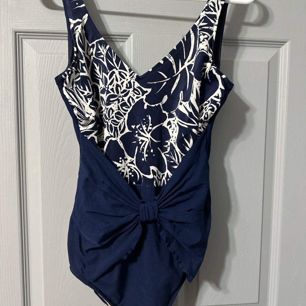 Longitude Navy and White Floral One Piece Swimsuit